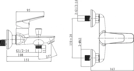 Смеситель Bien Via BB01019102 для ванны с душем