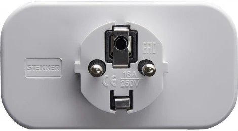 Разветвитель на 2 гнезда с заземлением (белый) Stekker 39023