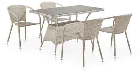 Комплект плетеной мебели T198D/Y137C-W85 Latte (4+1) (Искусственный ротанг/Бежевый) Afina