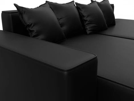 Диван угловой Лига-079 угол левый (ДСП/Пластик/Экокожа/Черный) Лига Диванов 129818L