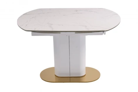 Стол обеденный IST-CASA раскладной Атриум-2 MC3035-140W, 140(30+30)х100х77 см, белая керамика