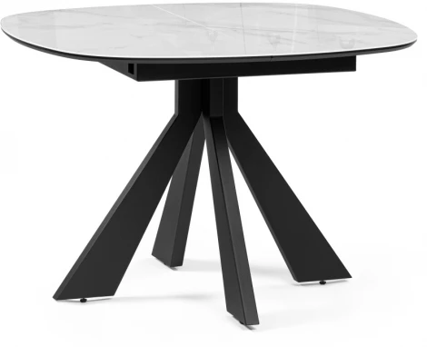 Стеклянный стол Woodville Эдли 110х76 белый мрамор / черный 532403