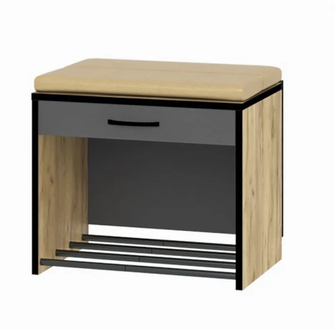 Прихожая Ольга-лофт 5.1, Экокожа, Дуб крафт золотой/Темно-серый, Ивару