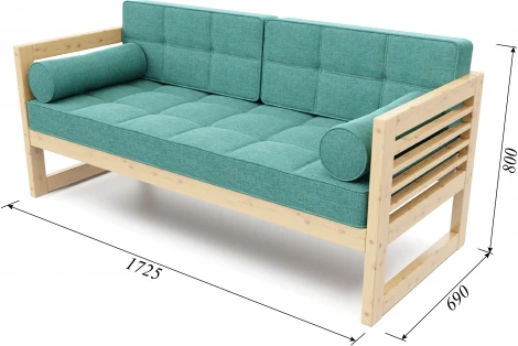 Диван Arsko прямой Сега Б сосна рогожка бирюзовая