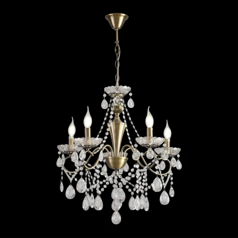 Подвесная люстра с хрустальными подвесками в форме подсвечника Lumion Luina 8346/5 бронза/прозрачный, металл/хрусталь E14 5*40W 220V