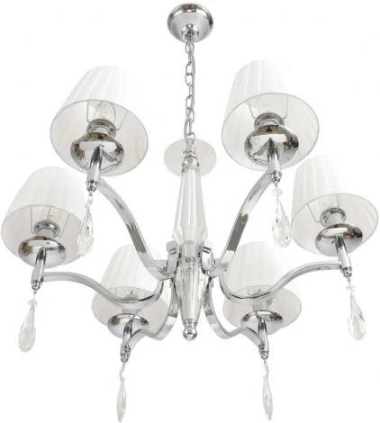 Подвесная люстра Lumion Magda 8316/6 хром/белый, металл/хрусталь/текстиль E14 6*40W 220V (на цепи)