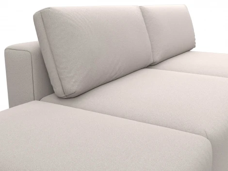 Диван прямой модульный с пуфом Лига-060 НПБ (ЛДСП,Брус,Фанера/Пластик/Замша/Бежевый) Лига Диванов 129668