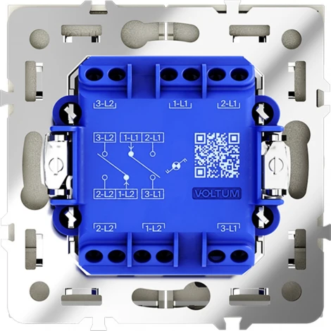 Проходной переключатель двухклавишный с подсветкой (сталь) Voltum S70 VLS020405