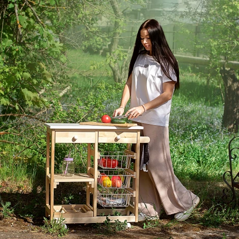 Тумба с баром и корзинами белый/лак Mebelik 008479