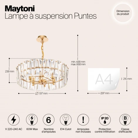 Подвесная люстра Maytoni Puntes MOD043PL-06G (220V, на цепи, круглые)