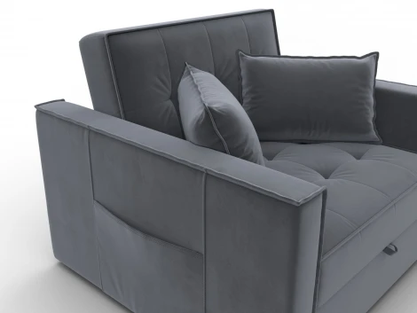 Кресло-кровать Лига-104 (80) (ЛДСП,Брус,Фанера,Велюр/Серый) Лига Диванов 134855