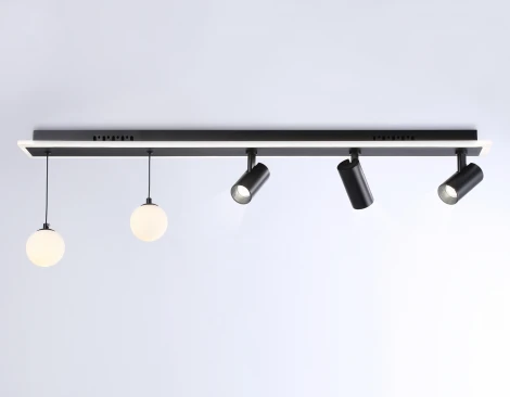 Потолочный светильник светодиодный Ambrella Comfort FL66202 (регулировка яркости, 220V, пульт управления, на проводе, шарики)