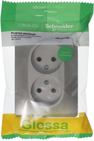 Розетка встраиваемая двойная без заземления (платина) Systeme Electric Glossa GSL001220