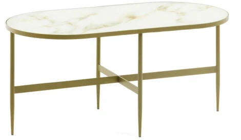 Журнальный стол La Forma (ex Julia Grup) Elisenda (Золотой,Белый/ Сталь,Стекло,Металл)