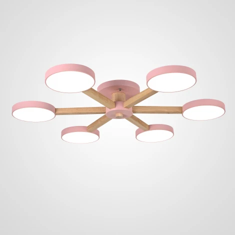 Потолочная люстра Wi-Fi на штанге Turna 6 Pink By ImperiumLoft Turna01 (LED, 220V, пульт управления, голосовое управление, умный дом - Алиса)