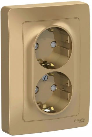 Розетка встраиваемая двойная с заземлением и шторками (титан) Systeme Electric Blanca BLNRS001124