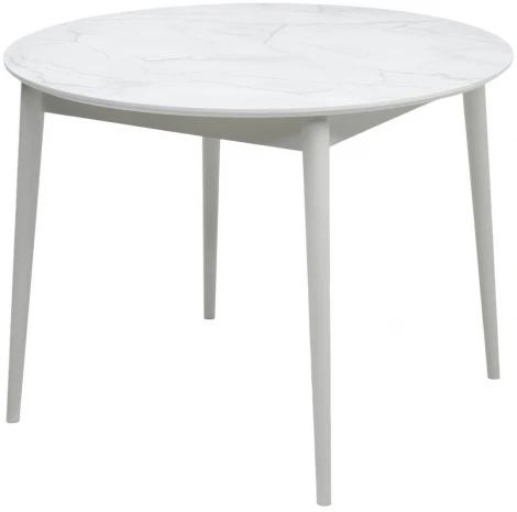 Стол BOLERO 105 см Жемчужный Перито (Белый Мрамор), HPL / Белый М-City