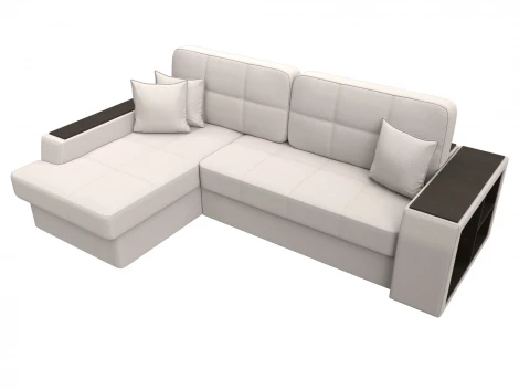 Диван угловой Брюссель левый угол (ДСП,ЛДСП/Пластик/Замша/Бежевый) Лига Диванов 128082L