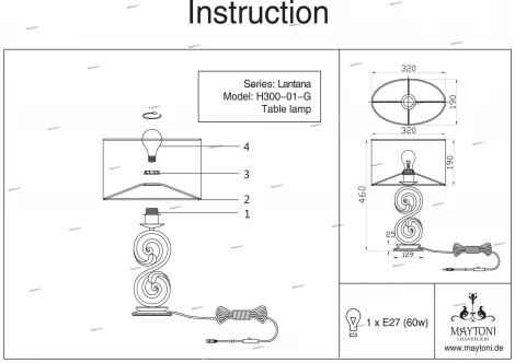 Интерьерная настольная лампа Maytoni Lantana H300-01-G