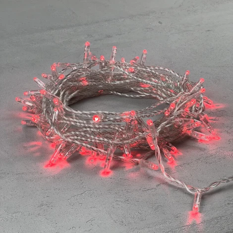 Гирлянда Нить с колпачком 10м красная 220В, 100 LED, провод прозрачный ПВХ, IP65 Laitcom PST100CAP-10-2R