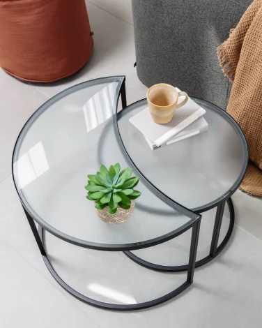 Журнальный стол La Forma (ex Julia Grup) Bast (Черный,Прозрачный/ Металл,Сталь,Стекло)