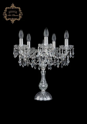 Интерьерная настольная лампа Art Classic 12.23 12.23.5.141-45.Cr.Dr (220V, хрусталь, подвески, подсвечник, свеча)