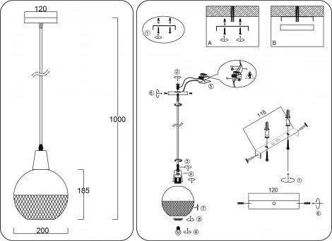 Подвесной светильник Ambrella TRADITIONAL TR8504 (220V, на проводе)