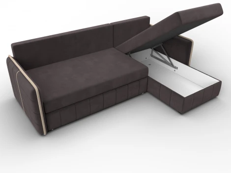 Диван угловой Лига-078 угол универсальный (ДСП/Пластик/Велюр/Коричневый,Бежевый) Лига Диванов 130990