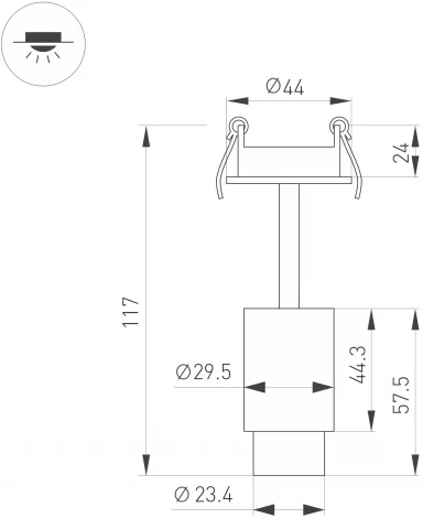 Мебельный точечный светильник ART-NEMO-BUILT-ZOOM-R29.5-2W Day4000 (BK, 15-45 deg, 24V) (Arlight, IP20 Металл) 049768 (LED)