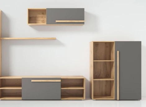 Стеллаж Woodville Чернин дуб вотан / графит