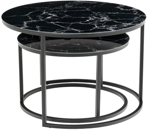 Набор кофейных столиков Tango чёрный мрамор с чёрными ножками, 2шт Bradex Home RF 0375