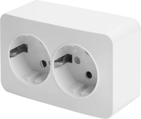 Розетка двойная с заземлением (белый) Stekker София 49304