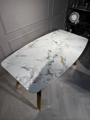 Стол обеденный IST-CASA Соар-2 F-1690,160х90х76 см, серо-золотая керамика/золото