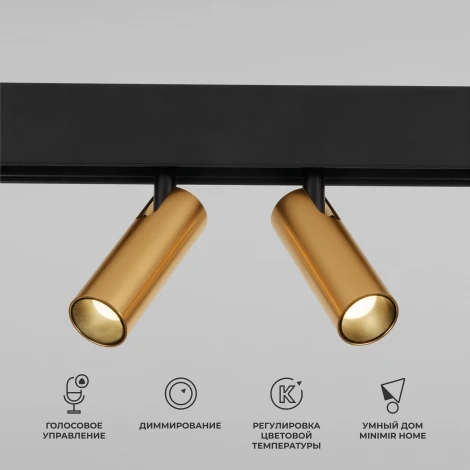 Трековый Wi-Fi светильник магнитный светодиодный латунь Elektrostandard Slim Magnetic 85056/01 (48V, голосовое управление, умный дом - Minimir Home)