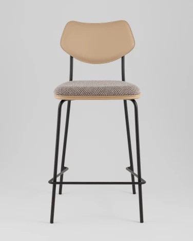Стул полубарный Casey серо-коричневый с бежевой экокожей Stool Group арт.УТ000039576