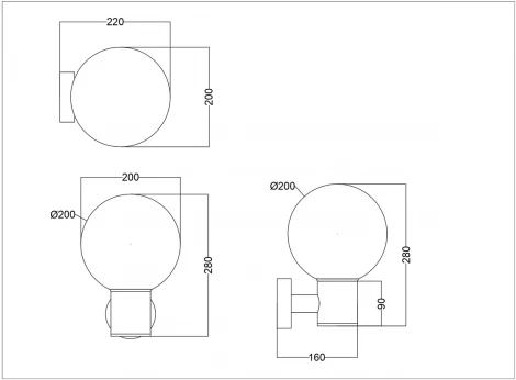 Настенный уличный светильник Maytoni Bold O598WL-01B (220V, шар, IP54)