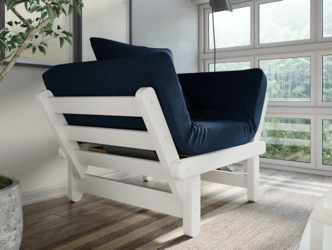 Кресло Arsko Сламбер белая эмаль синий велюр