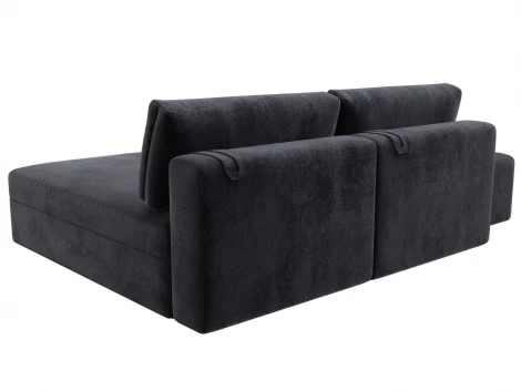 Диван угловой модульный с пуфом Лига-060 НПБ угол универсальный (ЛДСП,Брус,Фанера/Пластик/Велюр/Темно-серый) Лига Диванов 129683