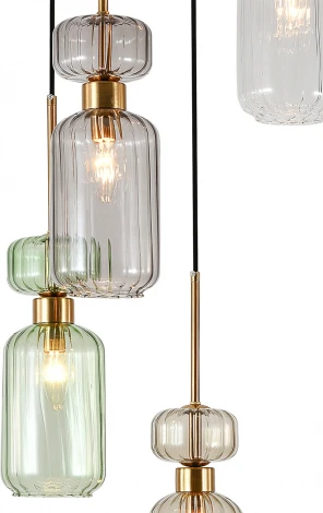 Подвесной светильник Escada Gloss 1141/5S CL/BG/GN/SM/AM 5x60 E14, металл/стекло, античная медь (220V, на проводе, круглые)