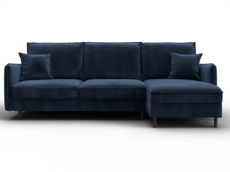 Диван угловой Лига-064 НПБ угол универсальный (ДСП/Дерево/Велюр/Синий) Лига Диванов 129628