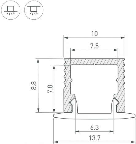 Профиль SL-MINI-10-2000 ANOD (Arlight, Алюминий) 049017