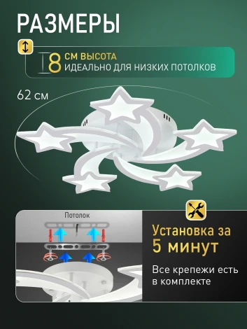 Потолочная люстра светодиодная с пультом звезды Natali Kovaltseva Star Ii LED LAMPS 85011