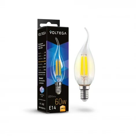 Светодиодная лампа 6W 3000K E14 Voltega Candle wind 6W 7209
