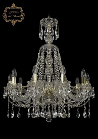 Подвесная люстра Art Classic 11.12 11.12.10.240.XL-78.Gd.Sp (220V, хрусталь, на цепи, подсвечник, свеча)