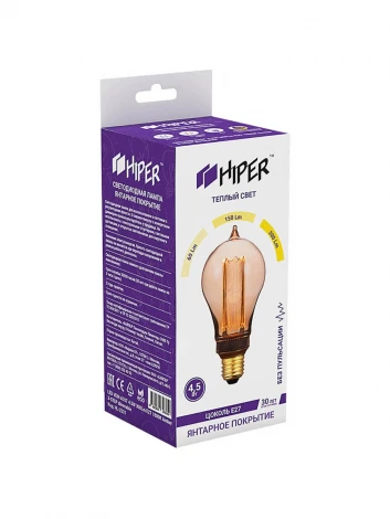 Лампочка светодиодная диммируемая прозрачная/бежевая груша E27 4,5W Hiper Vein HL-2231