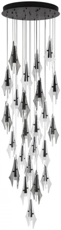 Потолочная каскадная люстра Odeon Light Afalina 5442/137L черный/бел.матовый/прозрачн./дымчатый/металл/стекло LED*137W 3000K (220V, на проводе)
