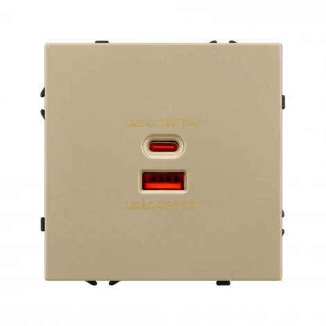 Механизм розетки с быстрой USB зарядкой SCT-NOBE-MUAC-SFPL-FC-GD (65W, QC3) (Arlight) 054318