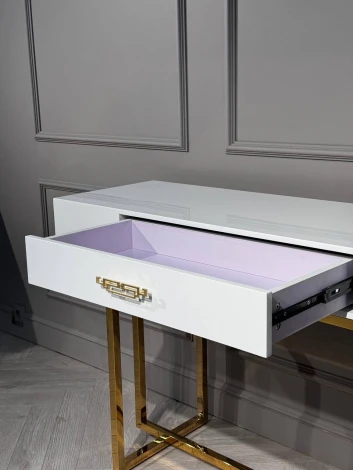 Стол-консоль IST-CASA Гарда-1 P-MJ-003, 120х40х76 см, белый/золото