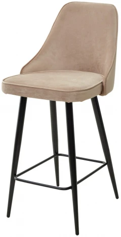 Полубарный стул M-City NEPAL-PB БЕЖЕВЫЙ #5, велюр/ черный каркас (H=68cm)