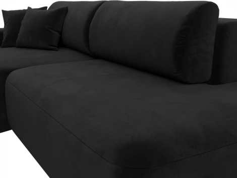 Диван угловой Лига-036 НПБ Модерн левый угол (Черный/Велюр) Лига Диванов арт.121414L